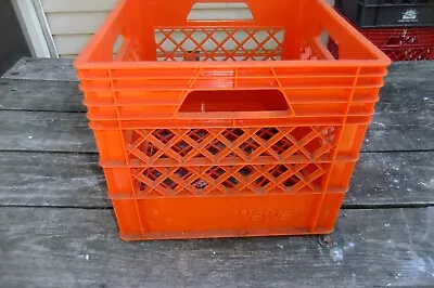 Wawa Dairy Hard Plastic Milk Crate All Orange Pennsylvania 13x13x11 • $14.25