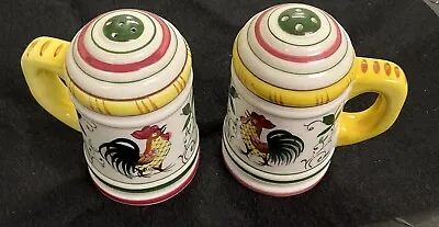 ROOSTER & ROSES Early Provincial By Ucagco Vintage Salt And Pepper Shakers • $15