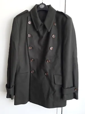 Men's Vintage French Connection Thick Wool Green Military Tunic Style Pea Coat • £24.97