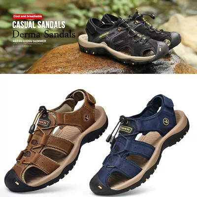 Mens Walking Sandals Sports Outdoor Trekking Hiking Shoes Shingle Brown New • £16.79
