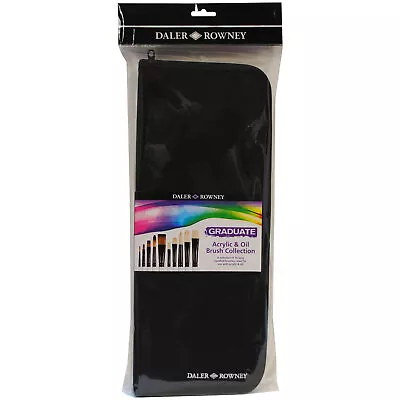 Daler Rowney 10 Long Handle Acrylic And Oil Brushes In Zip Case • £22.66