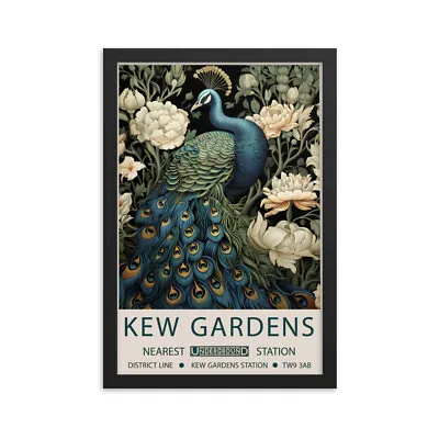 William Morris Peacock Kew Garden Vintage Wall Art Framed  • $62.99