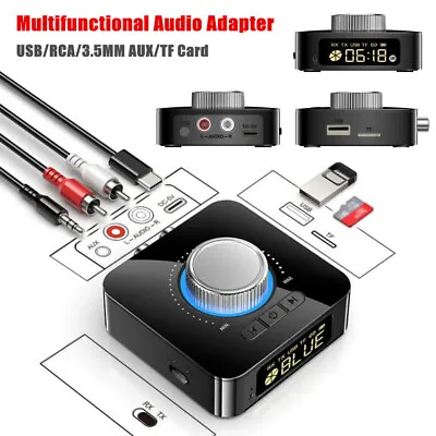 Digital LED Bluetooth 5.0 Receiver Transmitter HiFi Stereo AUX RCA Audio Adapter • $18.79