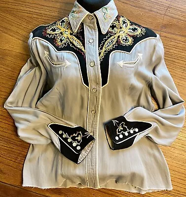 1950 Vintage Women’s H Bar C California Ranchwear Western Snap Shirt Size 36 • $249
