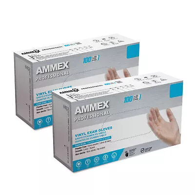 AMMEX Clear Vinyl Disposable Exam Gloves 3 Mil Latex & Powder Free/Food-Safe • $37.37