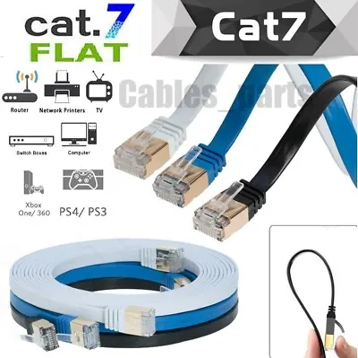 $7.99 • Buy CAT7 Internet Flat Cable RJ45 Network Patch Cord Ethernet Xbox PS4 PC LAN LOT US