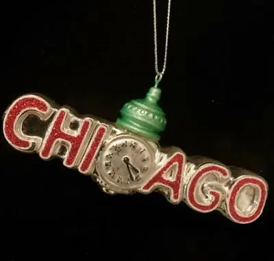 Blown Glass Chicago Marshall Fields State Street Clock Christmas Tree Ornament~n • $42.91