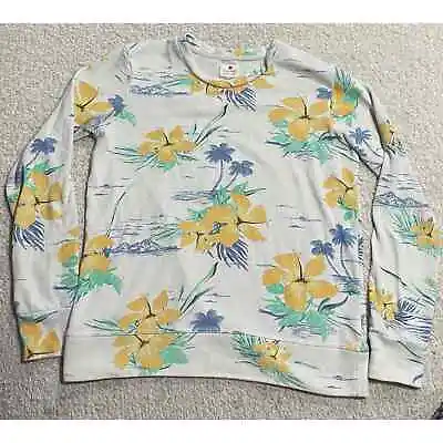 Sundry By J.Crew Women's Small Hawaiian Mountain Floral Sweatshirt Yellow Blue • $32.99