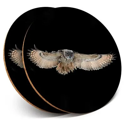 £4.99 • Buy 2 X Coasters - Flying Eagle Owl Bird Wild Wildlife Birds  #45048