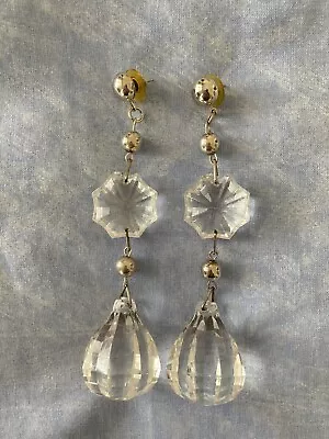 80’S Vintage Flower And Bauble Boho/Glam Style Statement Long Drop Earrings VGC • £11.99