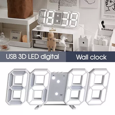 LED Digital Wall Clock Alarm USB Date Temperature Table Desktop Home Decoration • $15.99