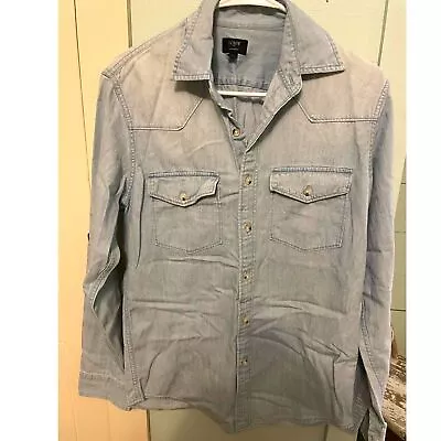 J Crew Shirt Mens Small Blue Button Down Long Sleeve Chambray Casual • $15