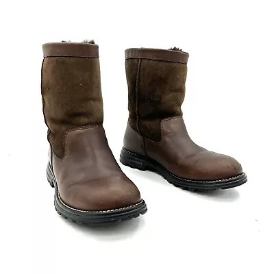 Ugg Brooks Brown Leather Shearling Lined Boots Women's Size 8 - 5381 • $83.99