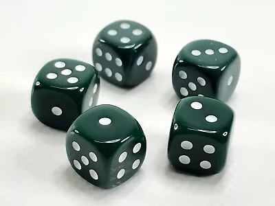 5ct 10mm Dice Green W White Dots Round Corner 6 Sided RPG Game MTG Mini D6 Set • $8.50