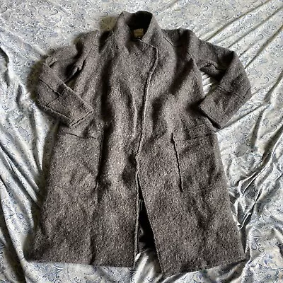 Zara Trafaluc Outerwear Collection Grey Boiled Wool Long Coat Sz XS • $39.99