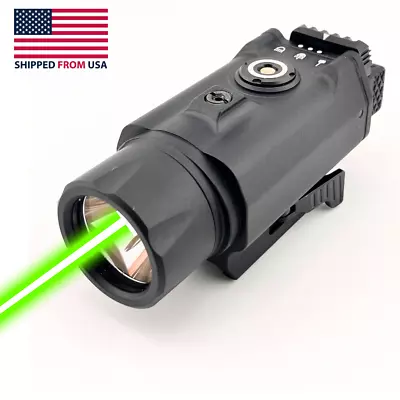 Tactical Pistol Rail Mount Light Combo Green Laser Flashlight 1500 Lumens Strobe • $58.49