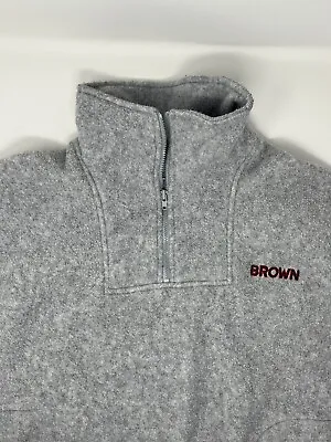 Vintage 1990s Brown University Made In USA Gray Quarter Zip Sweater (M) • $20