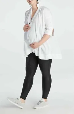 Spanx Mama Faux Leather Black Maternity Leggings 20201p Plus Size Size 1x • $29.99