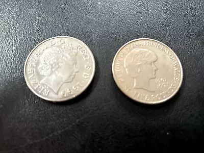 Memory Of Diana Princess Of Wales + Elizabeth II D G 1999 5 Pounds 2-Coin LOT • $18