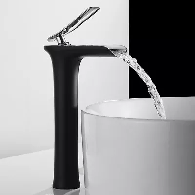 £29.89 • Buy Waterfall Bathroom Basin Mixer Taps Black Tall Cloakroom Tap Countertop Taps