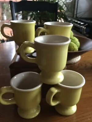 Vintage Mod Pedestal Footed Bel Terr Coffee Cups Mugs Mustard Yellow 5 • $22