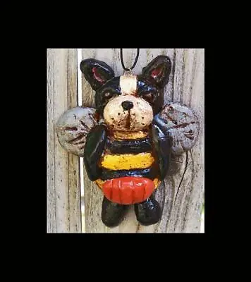 New Folk Art Boston Terrier Dog Bee Ornament Nostalgic Vintage Original  • $53