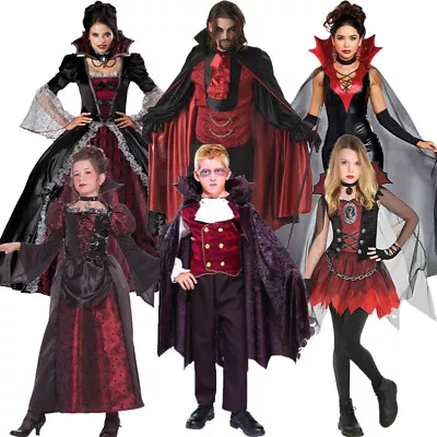 Womens Mens Kids Vampire Dracula Count Halloween Fancy Dress Costume • £16.99