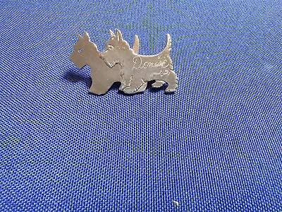 Grandma Grabe's Beautiful Vintage Scotty Dogs 'denise' Etched Silver Tone Brooch • $0.75