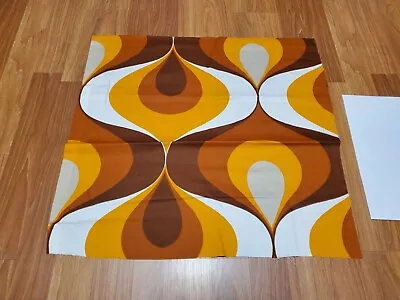 Awesome RARE Vintage Mid Century Retro 70s Golden Browns Wht Drops Fabric! WOW  • $22