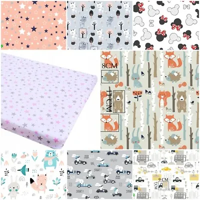 COT FITTED SHEET PATTERNED 100% Cotton BED COVER 60x120 70x140  Stars Cars Cloud • £5.99