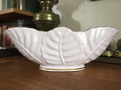 £35 • Buy 1940/50’s Large Staffordshire Maryleigh Pink & Gold Palm Leaf Mantelpiece Vase