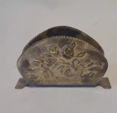 Steel Napkin Holder Embossed Rose Pattern Vintage  • $8.99