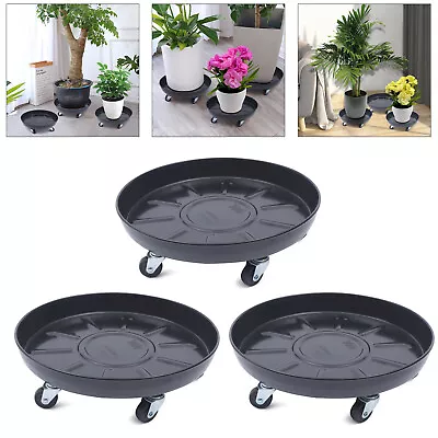 3 Pack Plant Dolly Rolling Flower Pot Holder Stand Patio Pot Trolley With Wheel • $38
