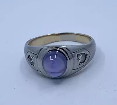 Antique Natural Star Sapphire And Old Mine Cut Diamond Ring Platinum And 14k • $1500