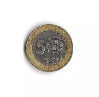 1997 Dominican Republic - 5 Pesos - 863 - Bi-Metallic - 6g • $0.76