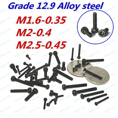 M1.6 M2 M2.5 Black Alloy Steel Allen Hex Socket Cap Head Screw Bolt GR 12.9 • $8.62