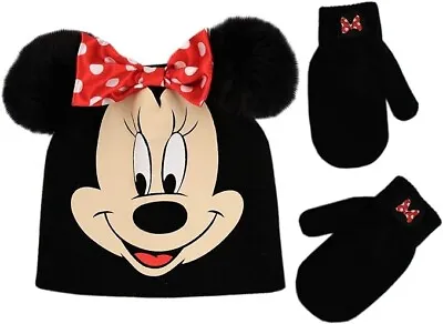 Disney Minnie Mouse Winter Hat And Mittens Or Gloves Set Toddler Girls Ages 2-4 • $14.99