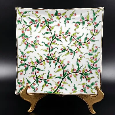 Vintage Karolina Lehman Mistletoe Porcelain Serving Plate Hand Painted • $28