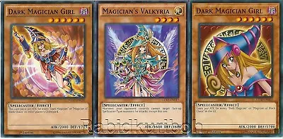 Yugioh Dark Magician Girl (2 Versions) + Magician's Valkyria -- Set • $5.95