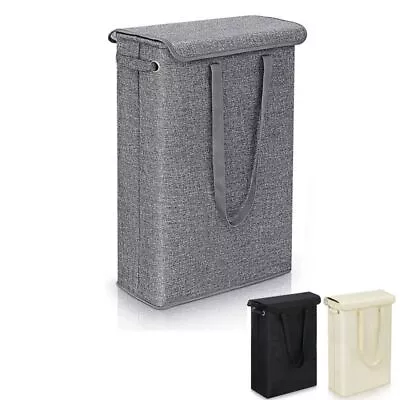 Laundry Basket Lid Foldable Collapsible Dirty Washing Clothes Hamper Storage Bin • £20.59