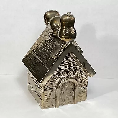 Vintage SNOOPY Dog House 1958 Leonard Silverplate Metal Coin Bank • $14.99