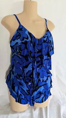 MagicSuit Sz 10  Rita Tiered Tankini Slimming Ruffles Layered Swim Top Blue  • $29.50