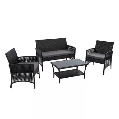 Gardeon Outdoor Furniture Lounge Setting Patio Table Chairs Dining Set Rattan • $303.09