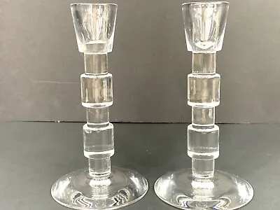 Calvin Klein Geometry 6 3/4” Lead Crystal Candlesticks Candle Holders (2) • £38