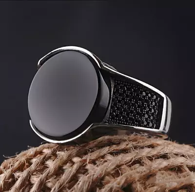 Black Onyx Gemstone Silver Ring Turkish Ring Men's Ring Birhday Gift For Him • $172.49