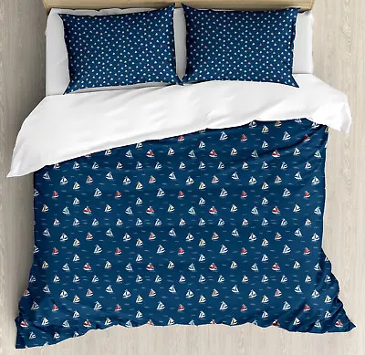 Maritime Bed Linen Set Minimal Colourful Sailing Boats • £37.51