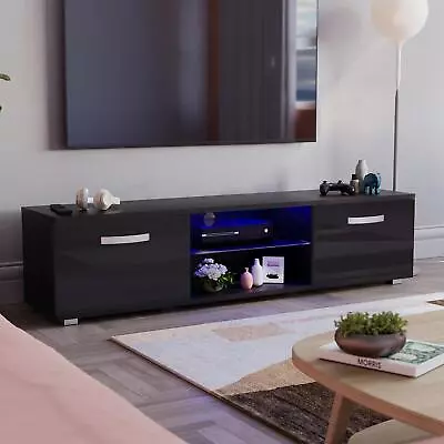£89.99 • Buy LED TV Stand Cabinet Entertainment Unit Gloss Matte 2 Door Modern RGB Lights