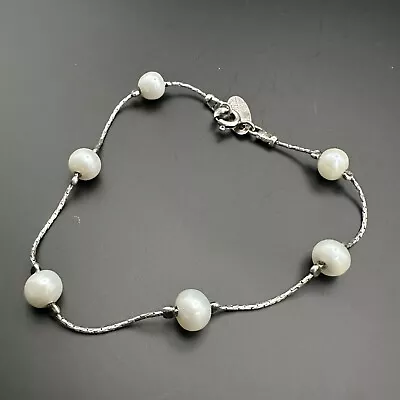 Magnolia Sterling Silver Chain & Fresh Water Pearls Women Bracelet 925 7 1/4” L • $29.99