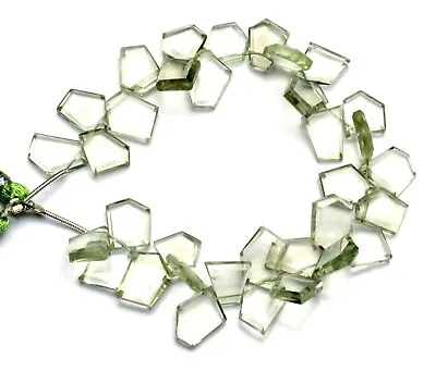 Natural Gem Green Amethyst Prasiolite Faceted Slice Shape Beads 8  101Cts. • $18.40