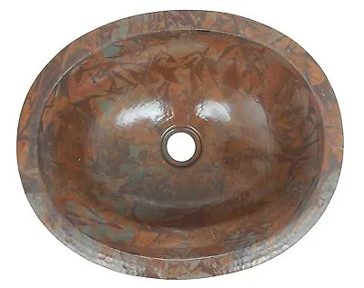 Mexican Copper Bathroom Sink Hand Hammered Oval Drop In  01 Rag Patina • $125.99